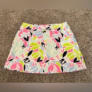 Tommy Bahama Pink and Blue Leaf Golf Skort